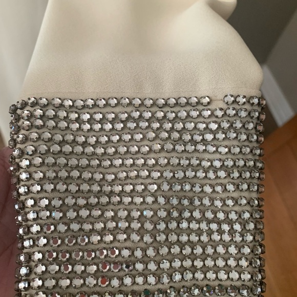 Vintage 60’s Tee-Ça Formal Winter Dress Ivory Rhinestones size sm 4-6 (no tag) - Picture 5 of 16